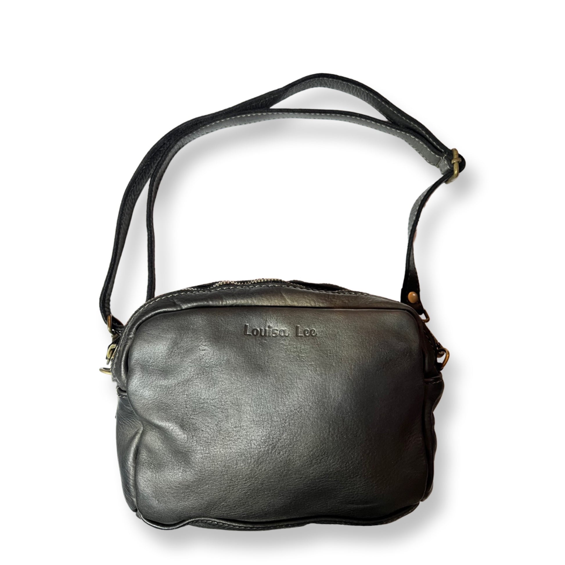 Sac en cuir Peter 24 cm Noir - Louisa Lee