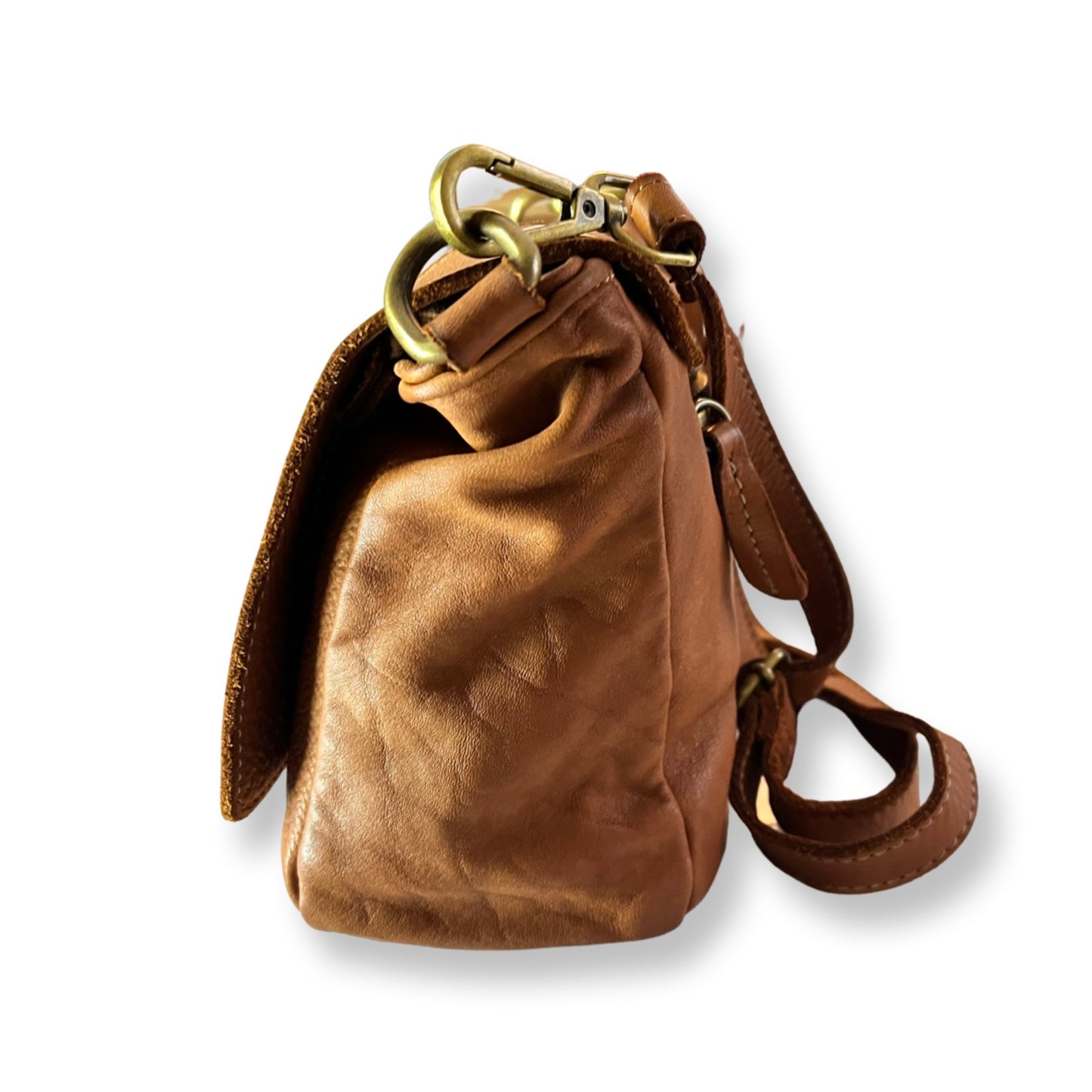 PAOLA CAMEL WASHED LEATHER BAG