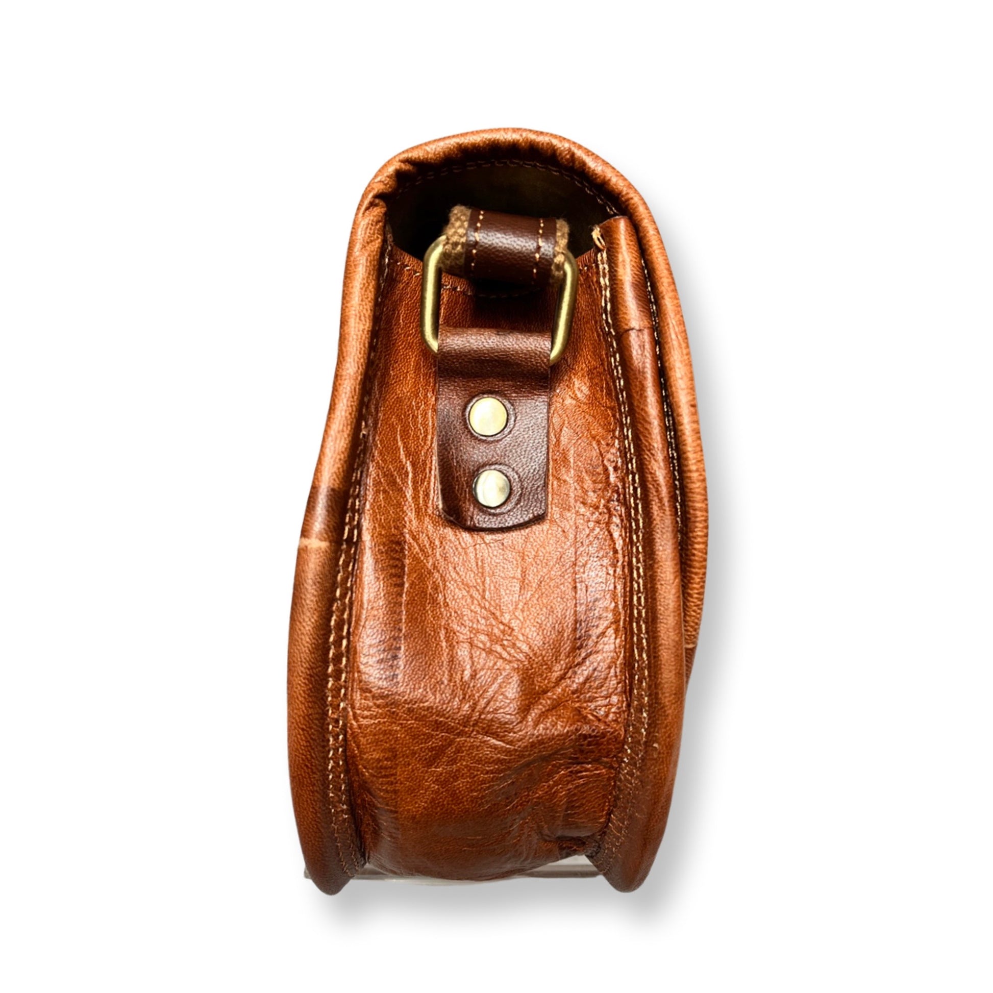 Sac bandoulière en cuir 23 cm Cognac - Louisa Lee