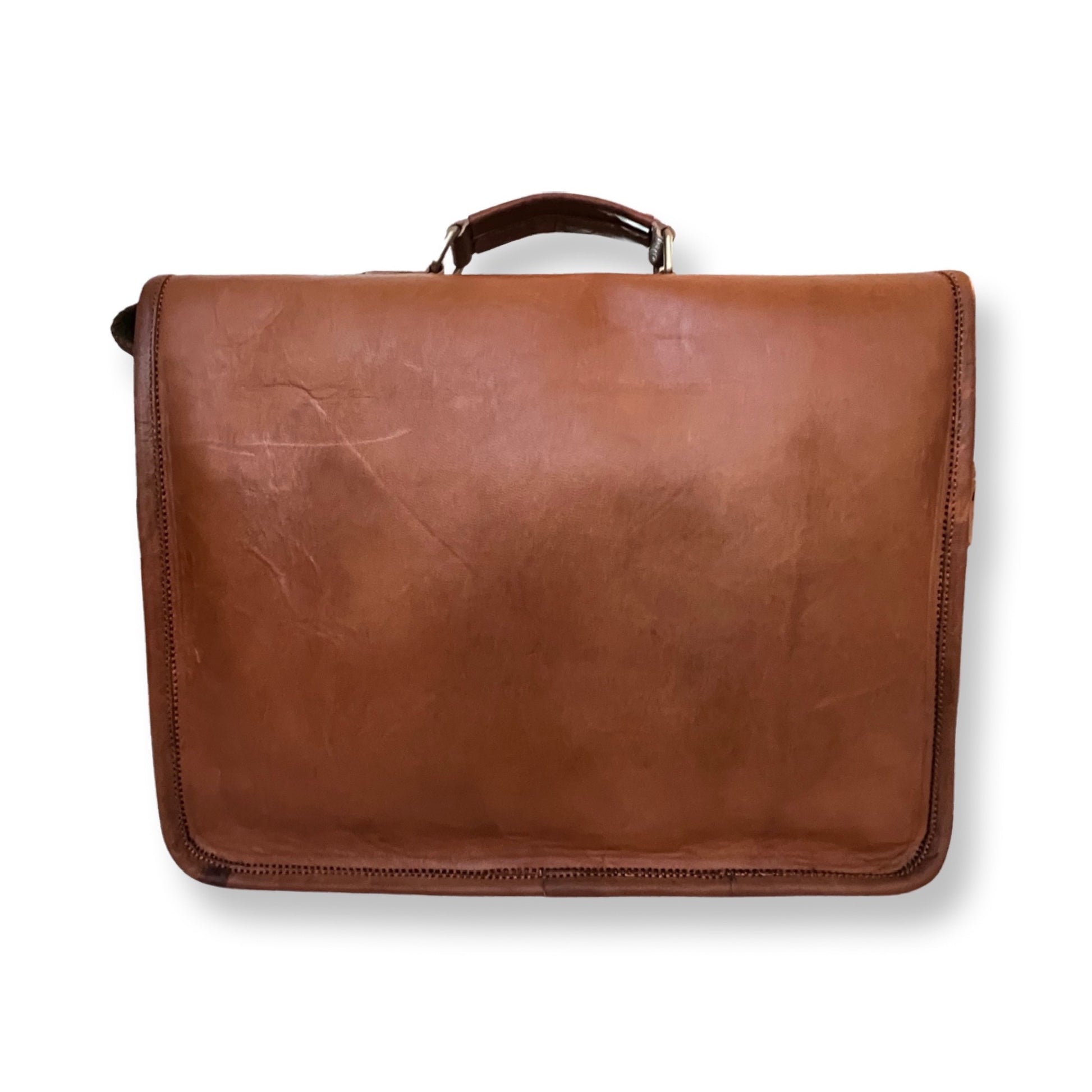 Cartable en cuir avec doublure en velour 38 cm Marron - Louisa Lee