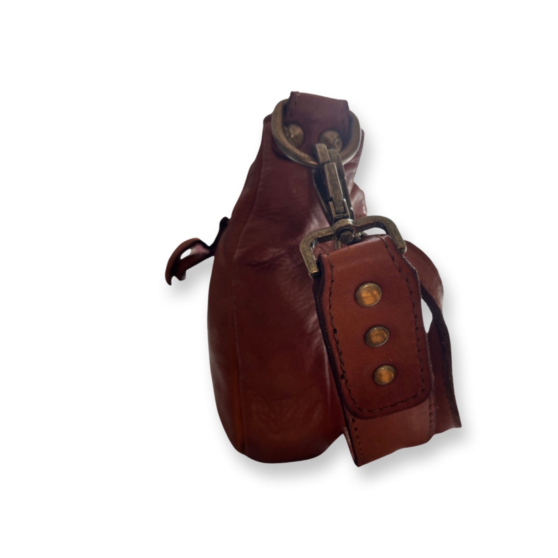 Sac baguette Sam cuir véritable de vachette 30 cm Cognac - Louisa Lee