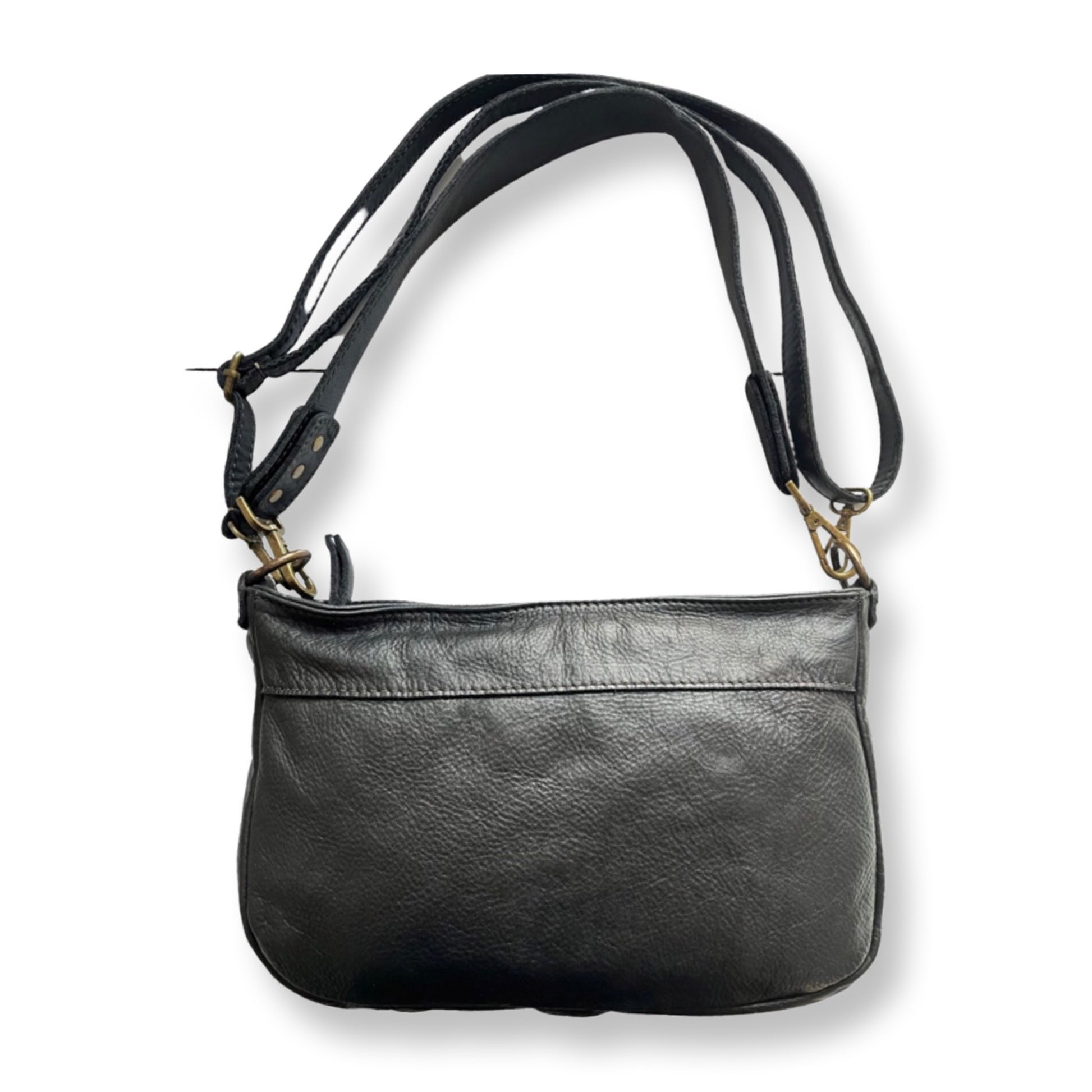 Sac baguette Sam cuir véritable de vachette 30 cm Noir - Louisa Lee