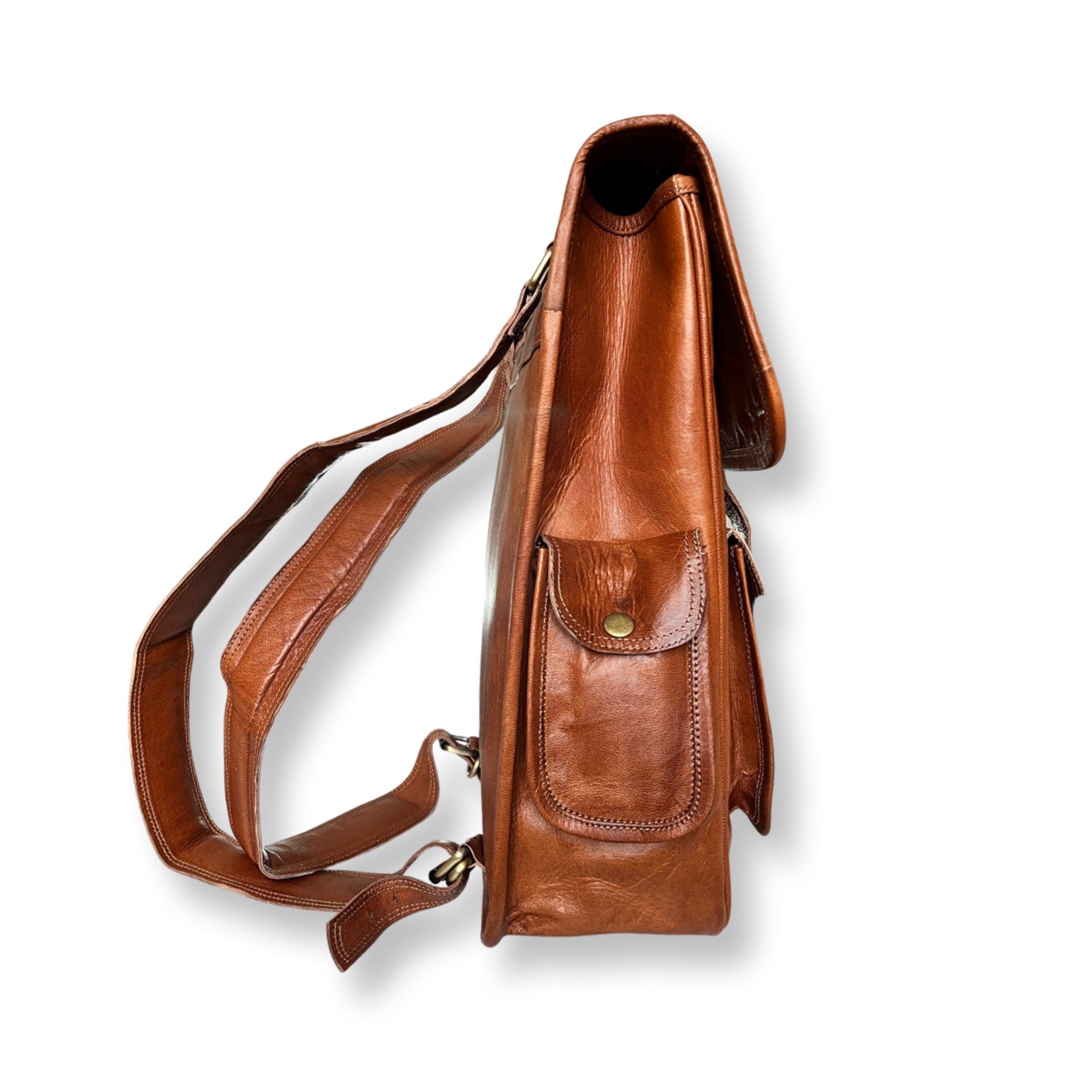 Sac à dos en cuir grande capacité 29 cm Marron effet vintage - Louisa Lee