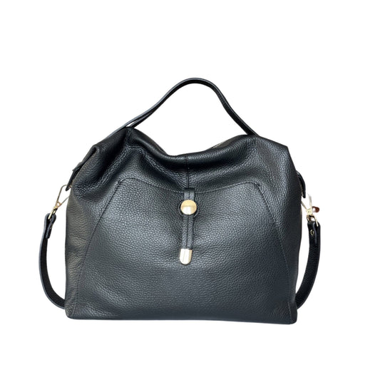 SCHWARZE SARA-HANDTASCHE AUS genarbtem Leder
