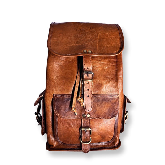 Jean-Rucksack aus echtem Ziegenleder im Vintage-Stil