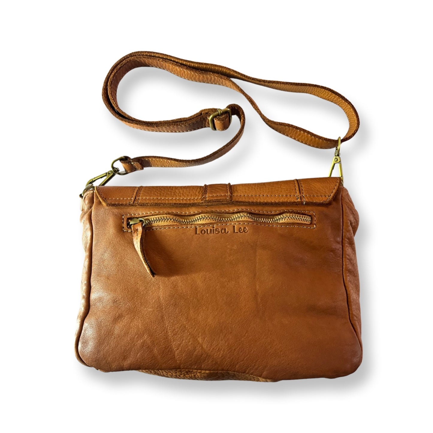 PAOLA CAMEL WASHED LEATHER BAG