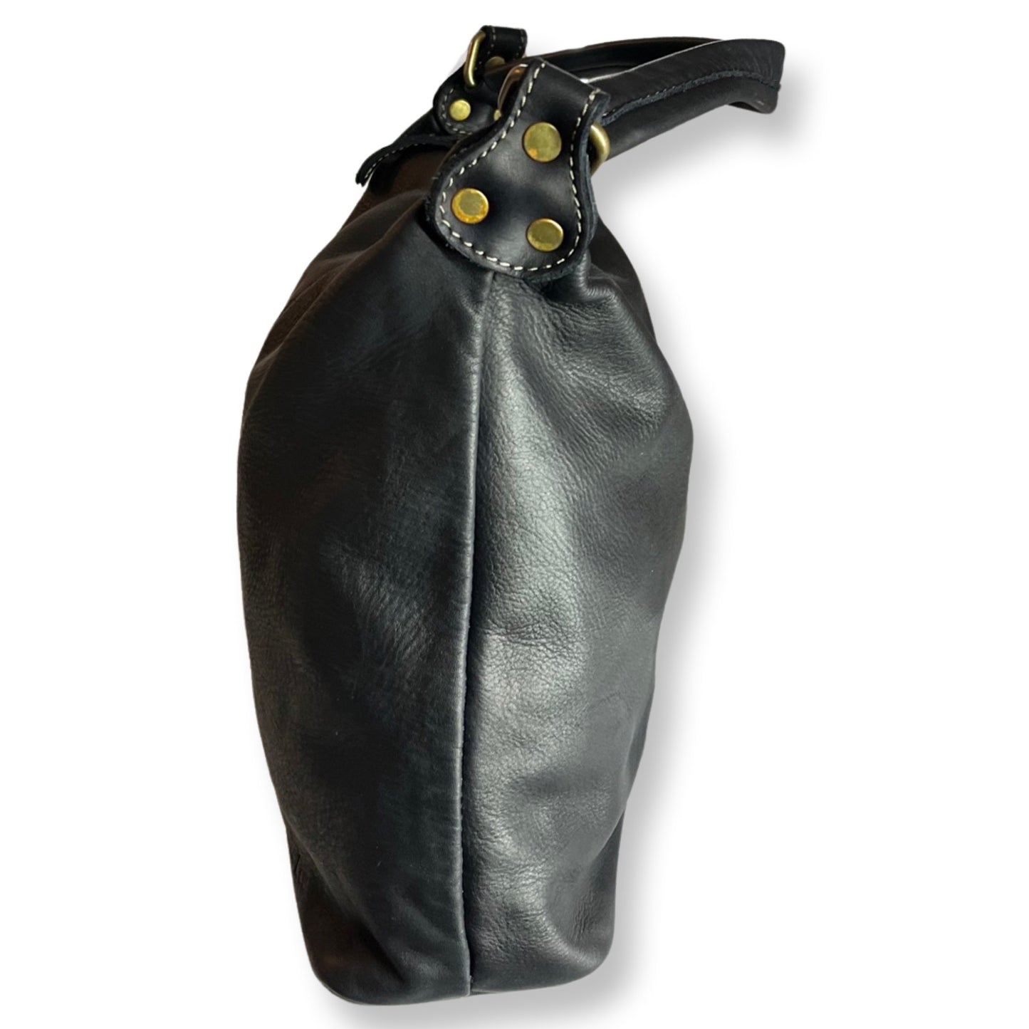 Black vintage style cowhide leather bag PIA