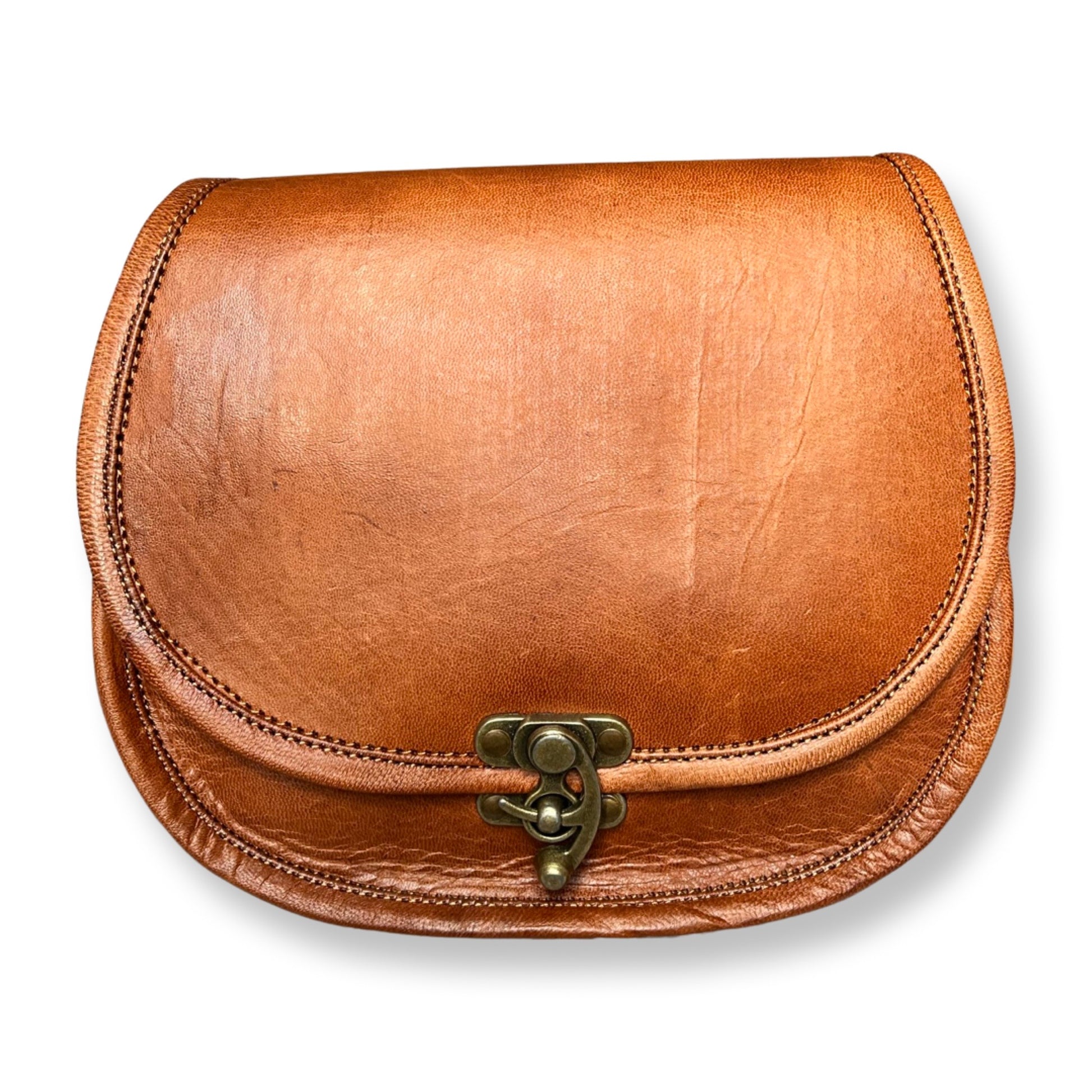 Sac bandoulière en cuir 23 cm Cognac - Louisa Lee