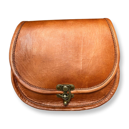 Sac bandoulière en cuir 23 cm Cognac - Louisa Lee