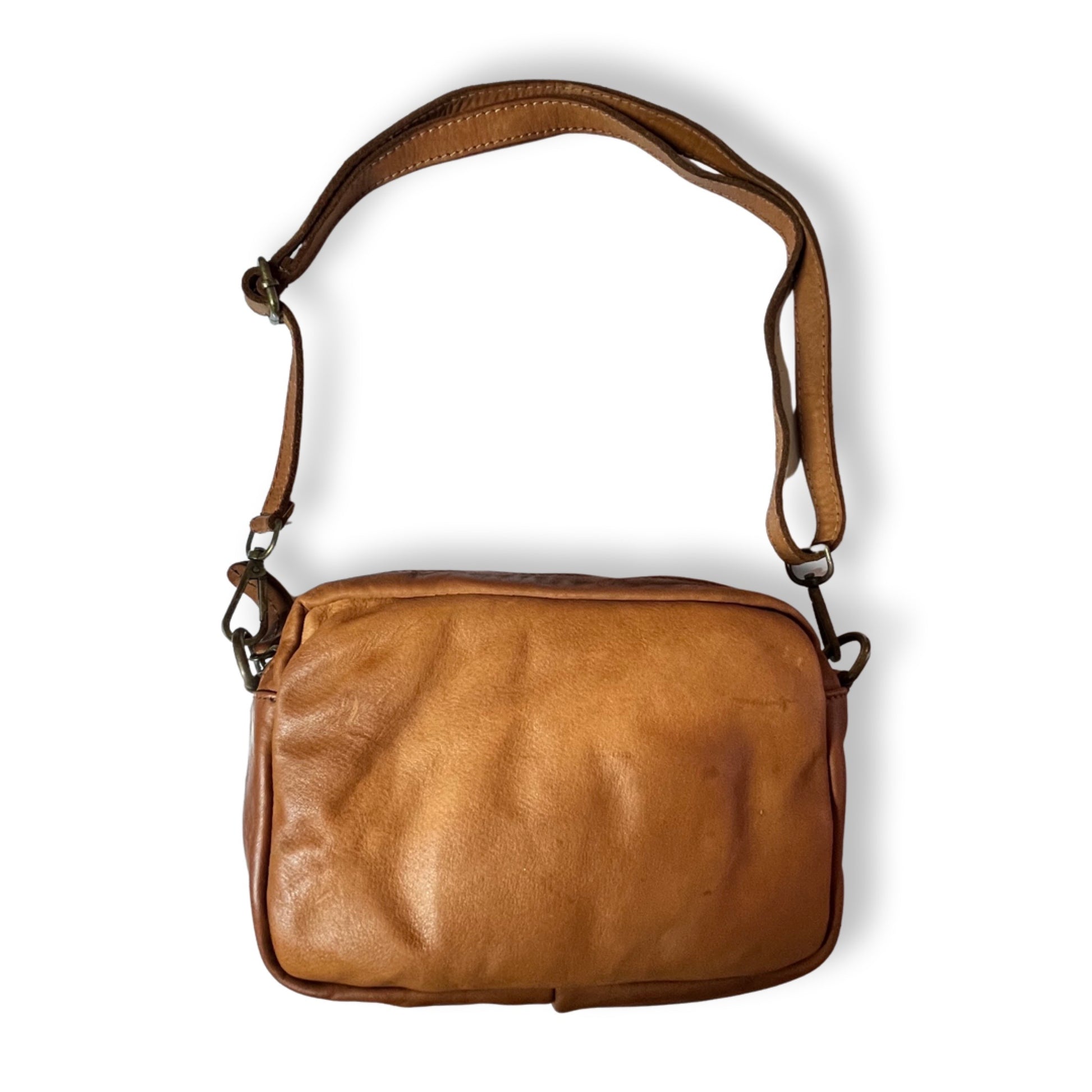 Sac en cuir Sixties 24 cm Cognac - Louisa Lee