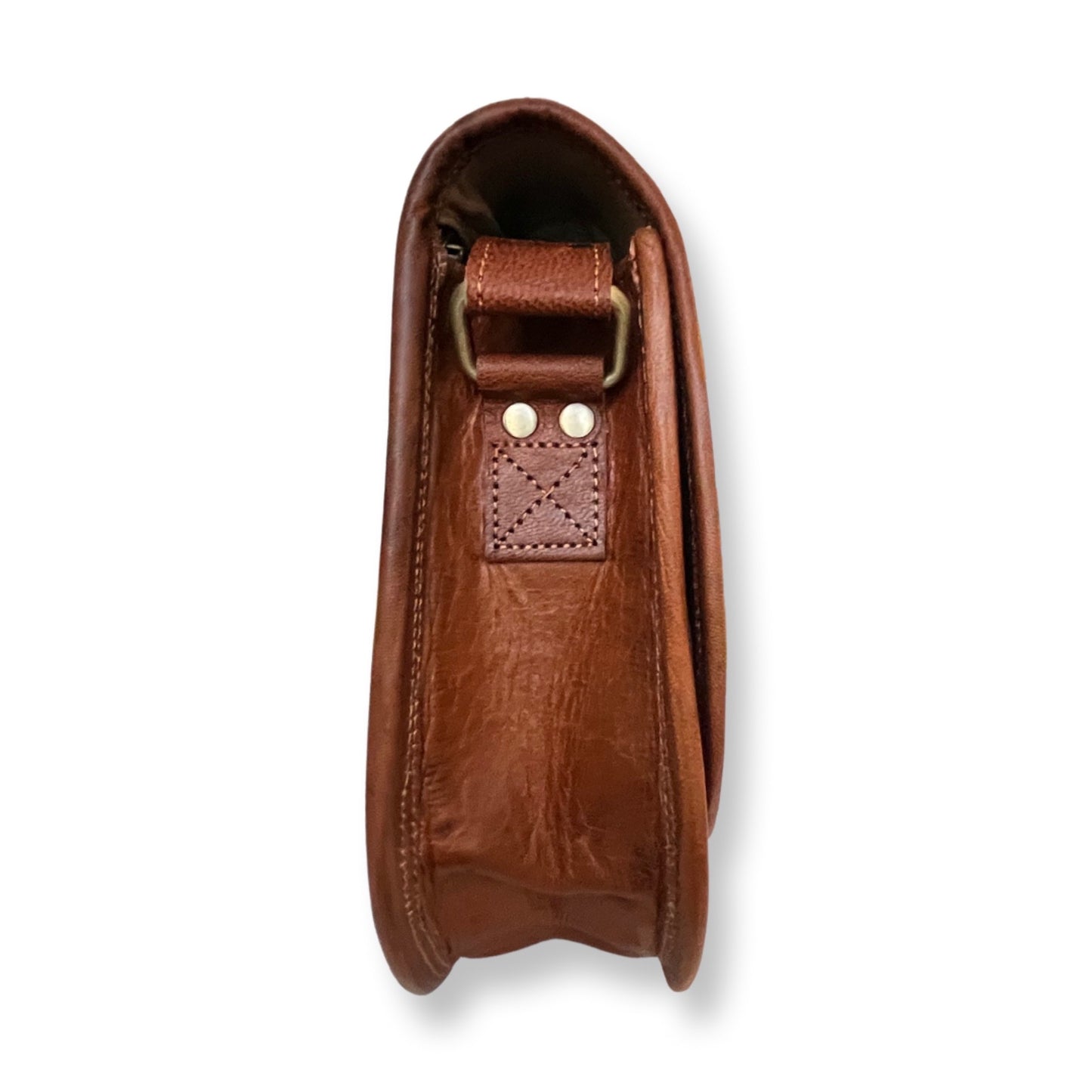 Sac rabat en cuir véritable 28 cm Naturel - Louisa Lee