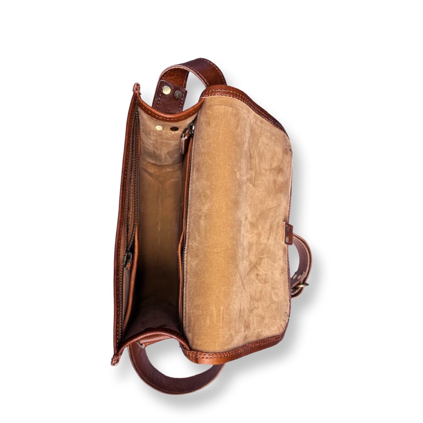 ASHA cognac color goatskin shoulder bag