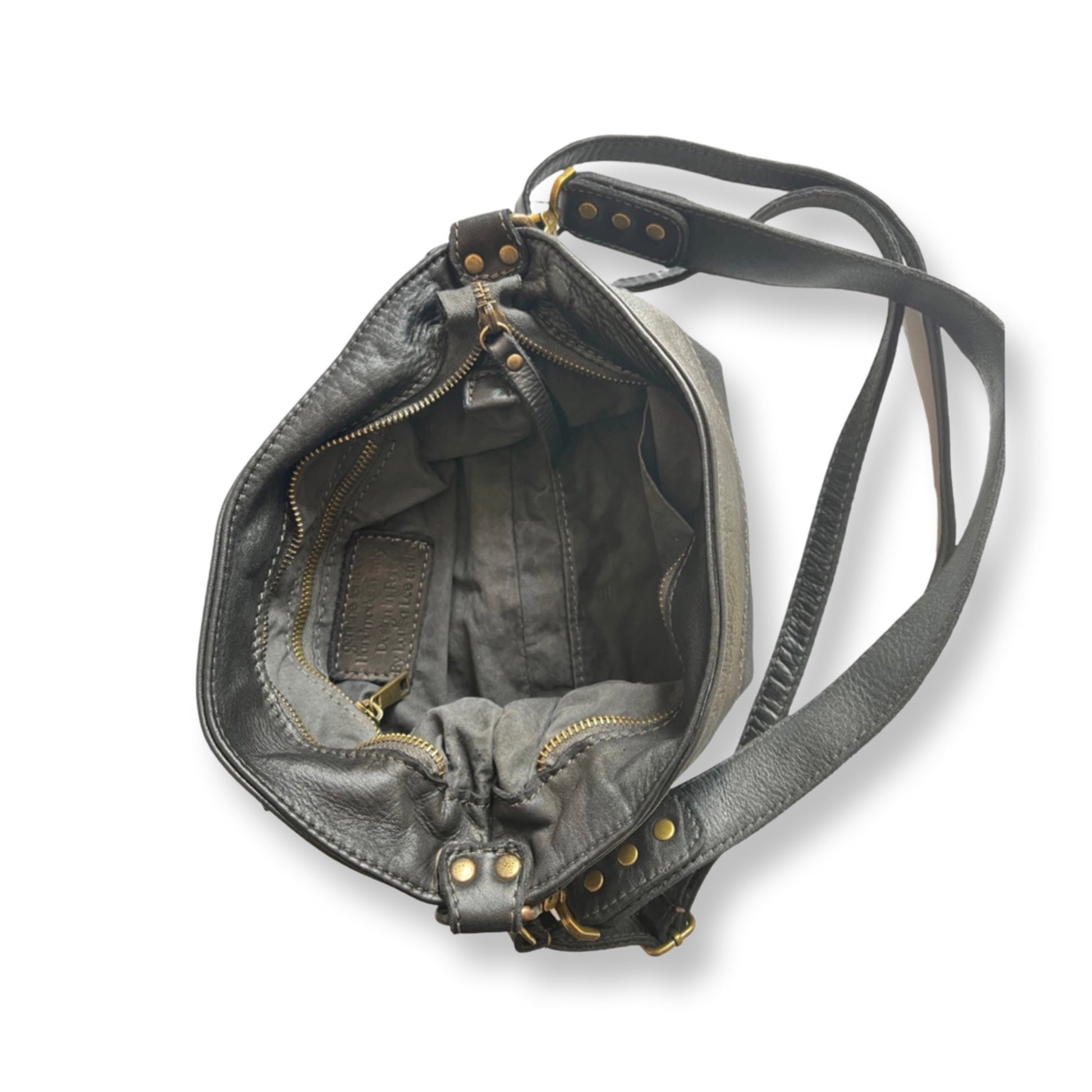 Sac baguette Sam cuir véritable de vachette 30 cm Noir - Louisa Lee