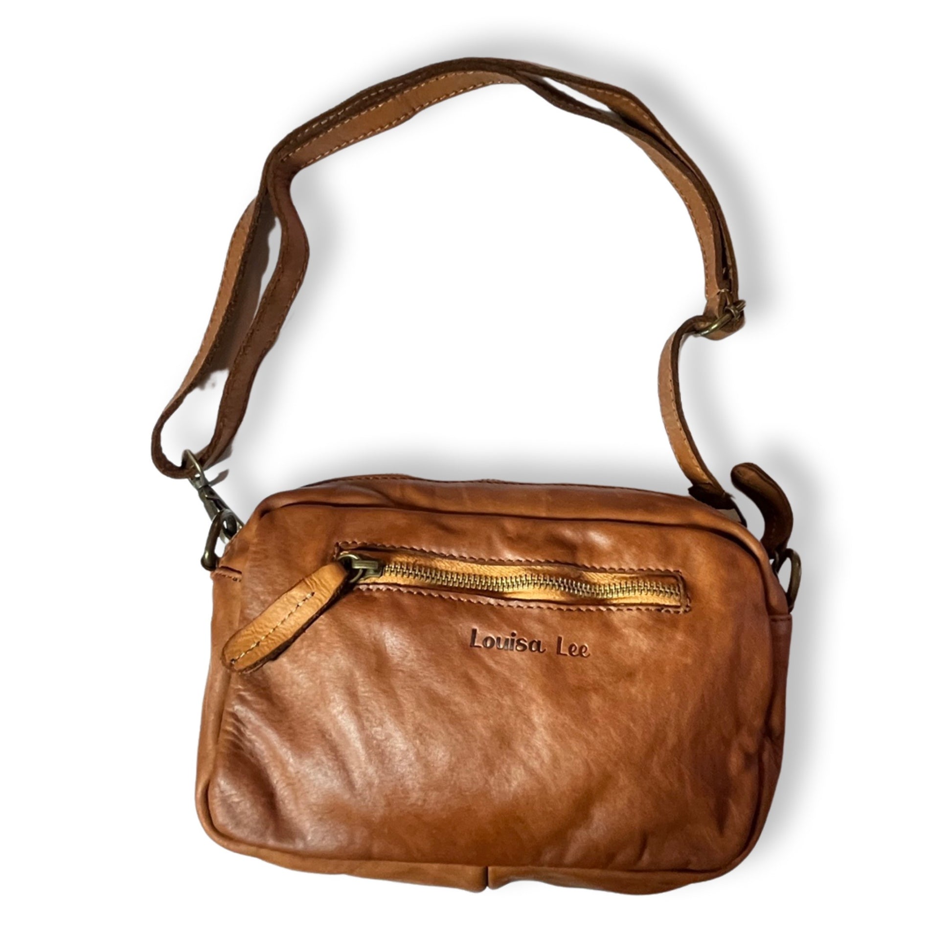 Sac en cuir Sixties 24 cm Cognac - Louisa Lee