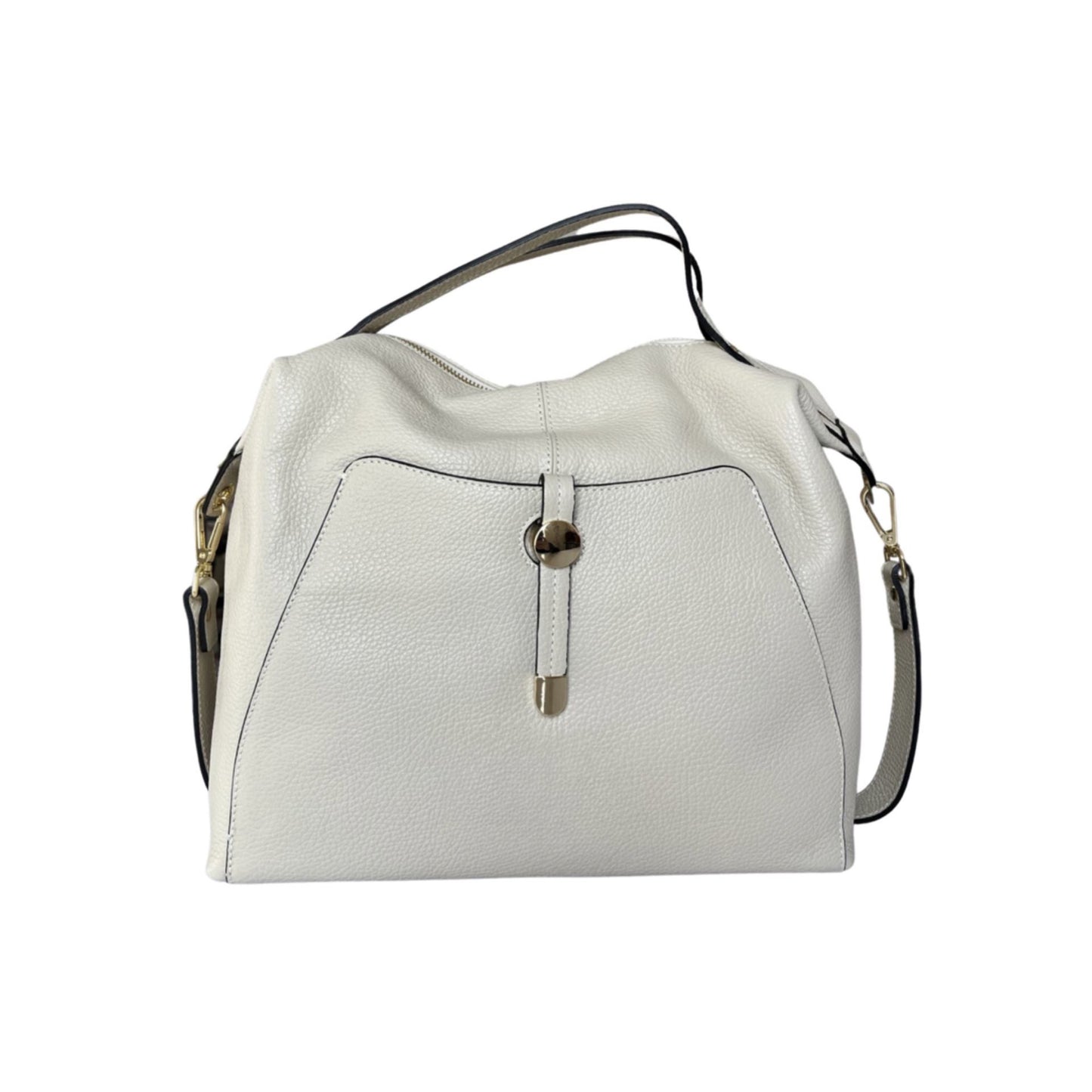 SARA BEIGE HANDTASCHE AUS genarbtem Leder