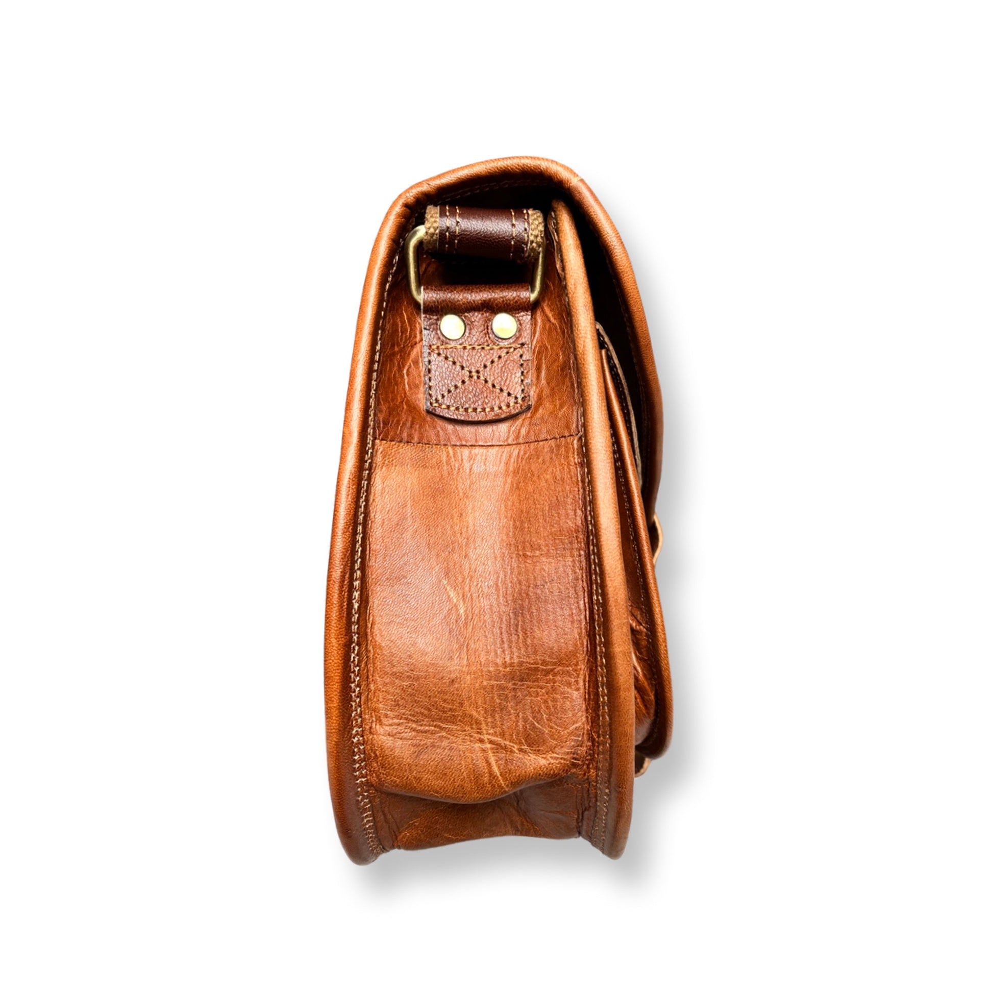 Sac bandoulière en cuir 33 cm Marron - Louisa Lee