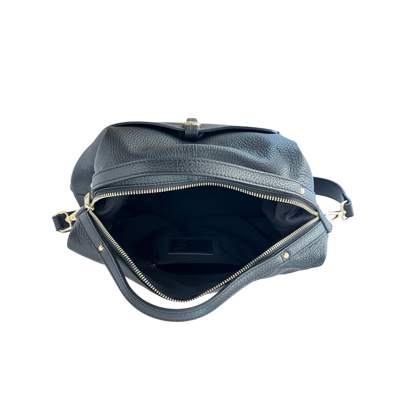 SCHWARZE SARA-HANDTASCHE AUS genarbtem Leder