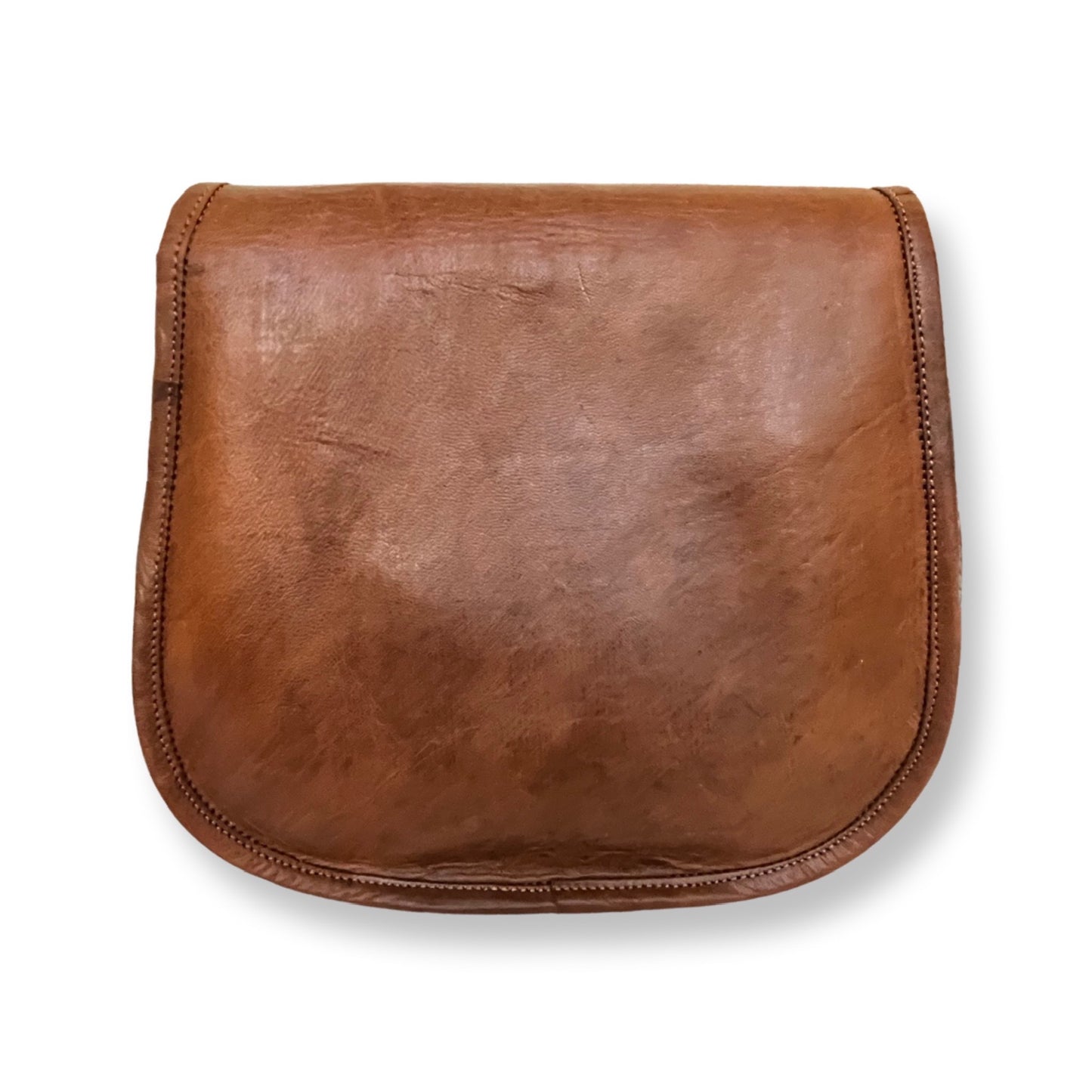 Sac rabat en cuir véritable 28 cm Naturel - Louisa Lee