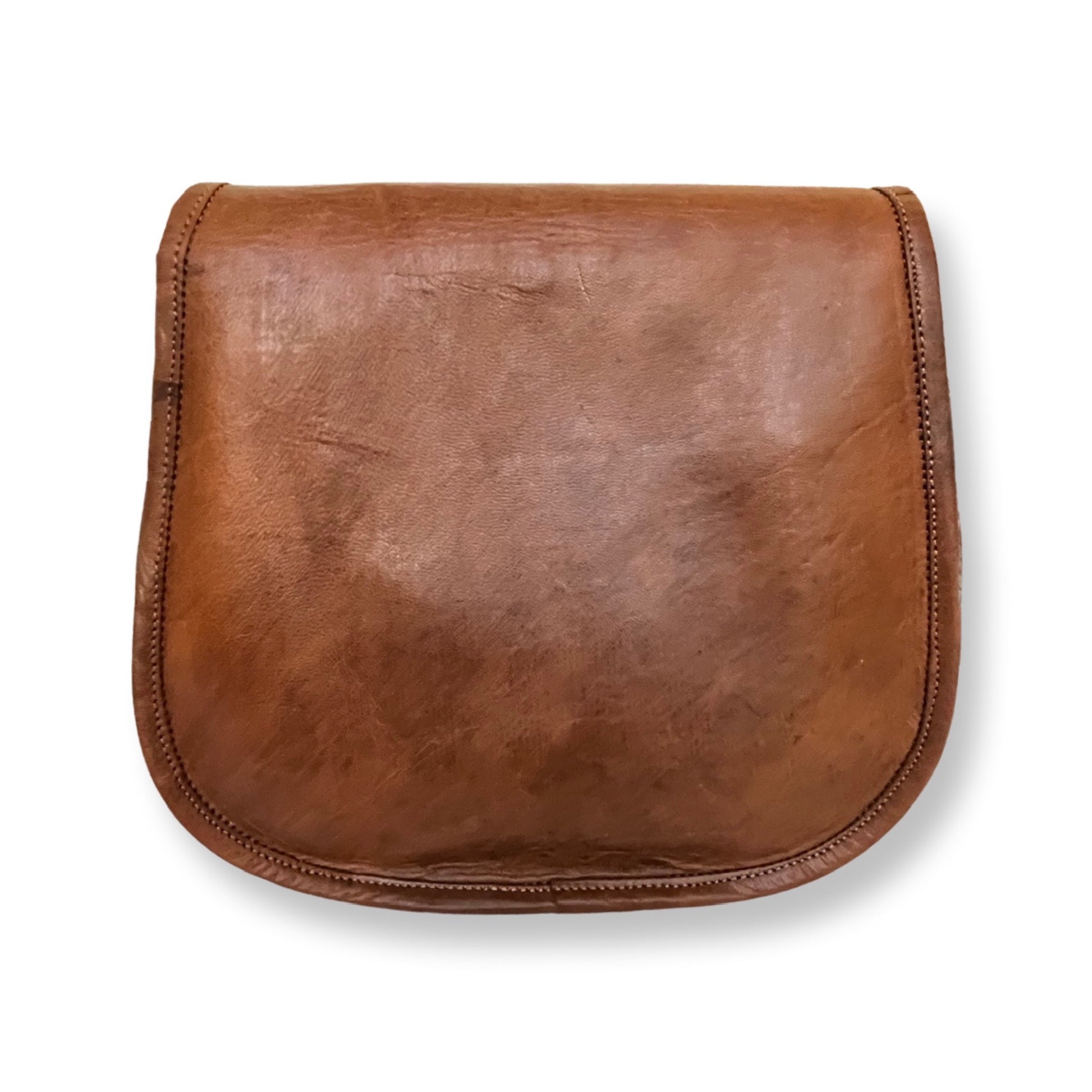 Sac rabat en cuir véritable 28 cm Naturel - Louisa Lee