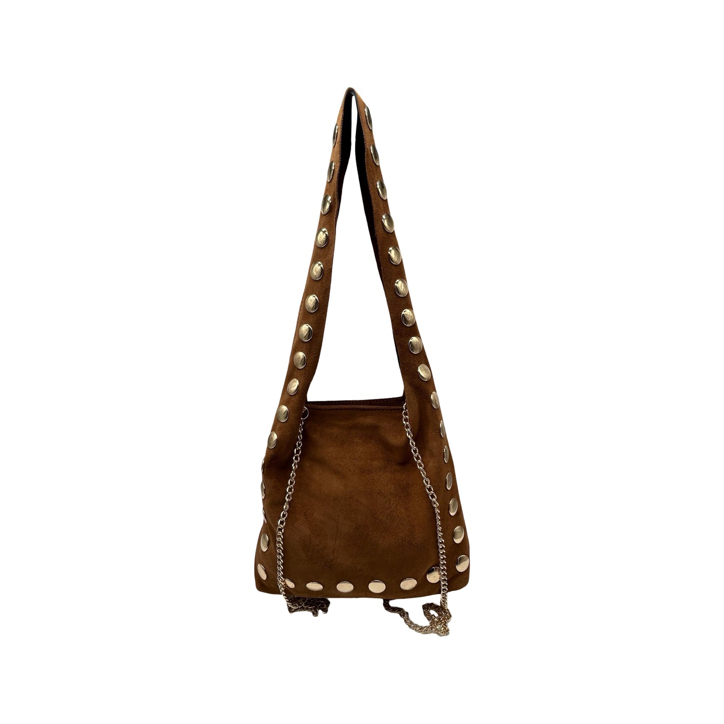 SAC A MAIN EN CUIR CLOUTÉ OR - MODÈLE "ALEXA"