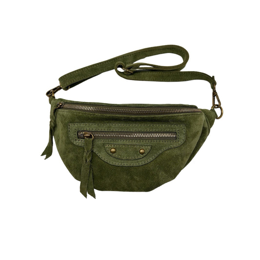 KHAKI JADE SUEDE LEATHER BELT BAG