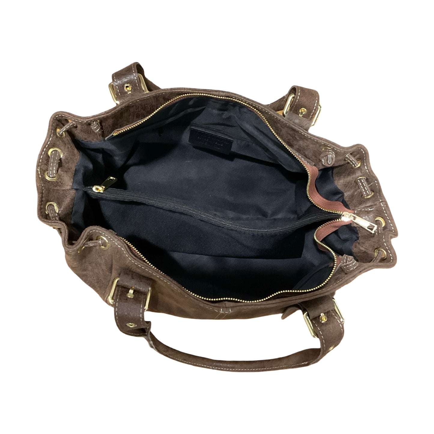 SAC CUIR BROSSE "LACET" LARGE