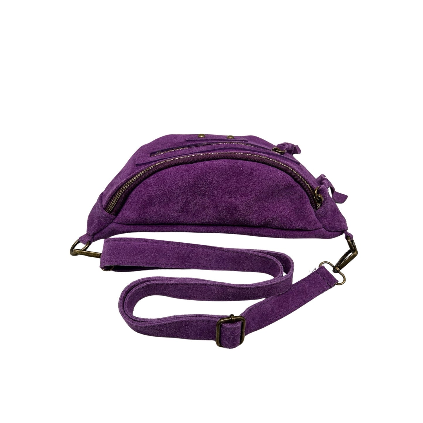 SAC BANANE CUIR DAIM JADE VIOLET