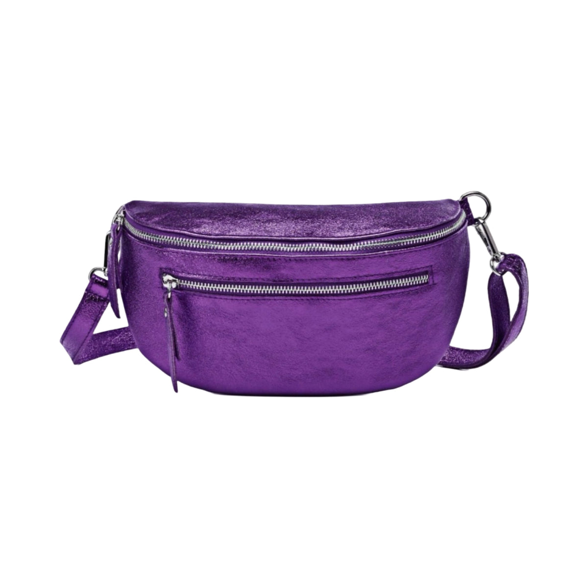 Sac Banane 2 Fermetures en Cuir Irisé 30cm