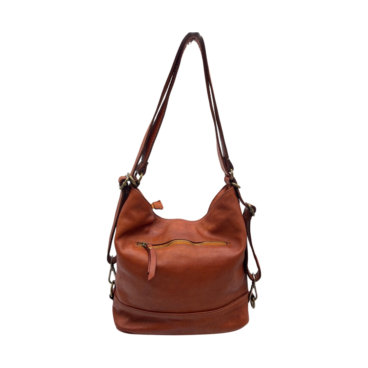 SAC CUIR WASHED SOLENE CAMEL