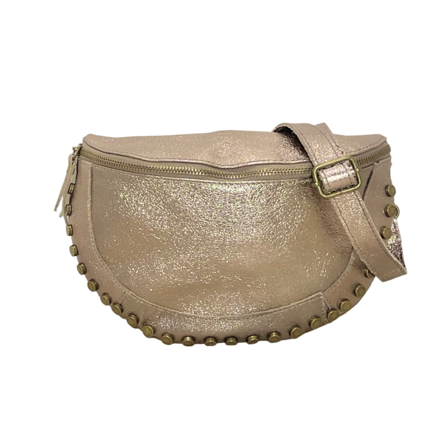 Sac Banane en Cuir Irisé Clouté 26cm