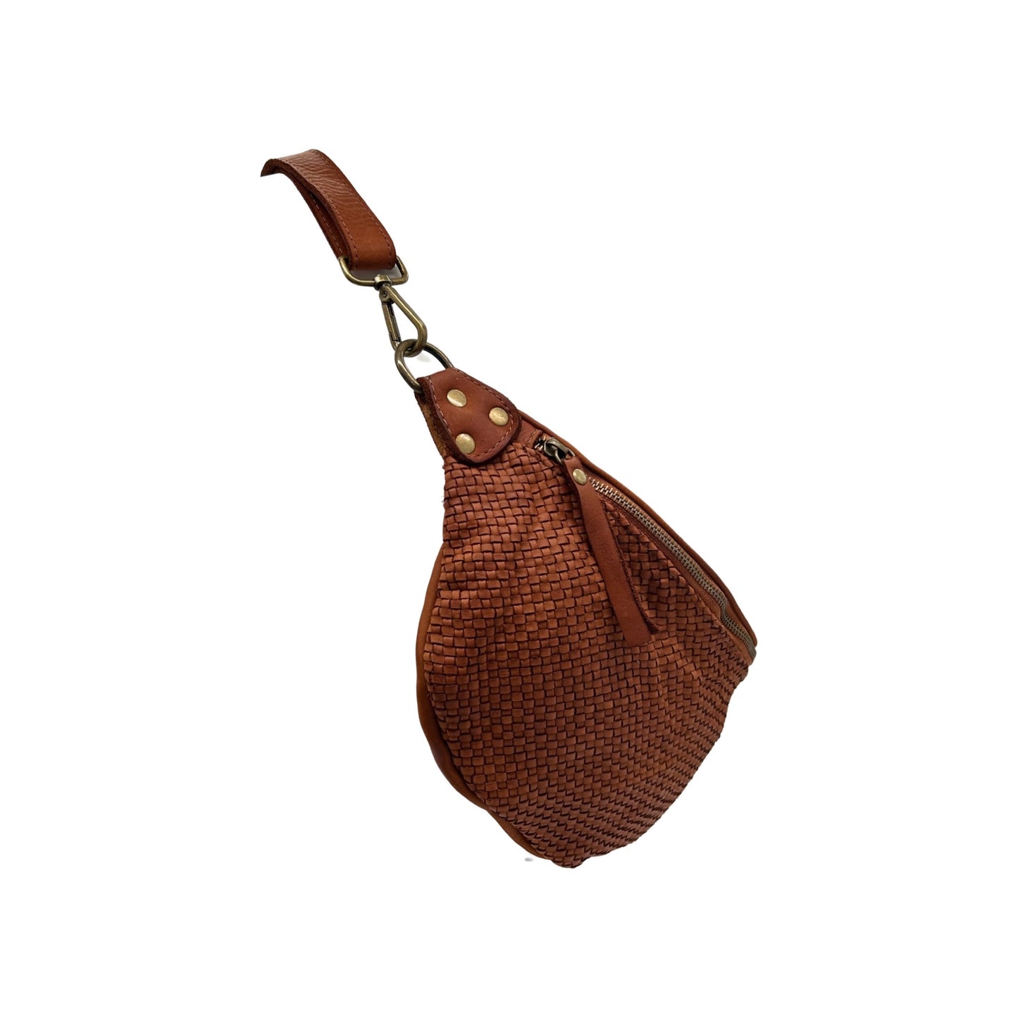 SAC BANANE CUIR  WASHED TRESSE LUNA CAMEL