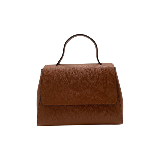 IRENE CAMEL GRAINED LEATHER HANDLE BAG