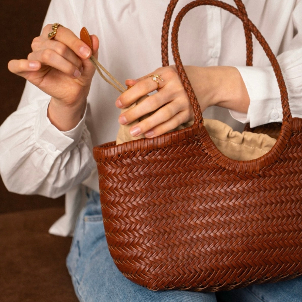 Sac Shopping Cuir Tresse Horizon