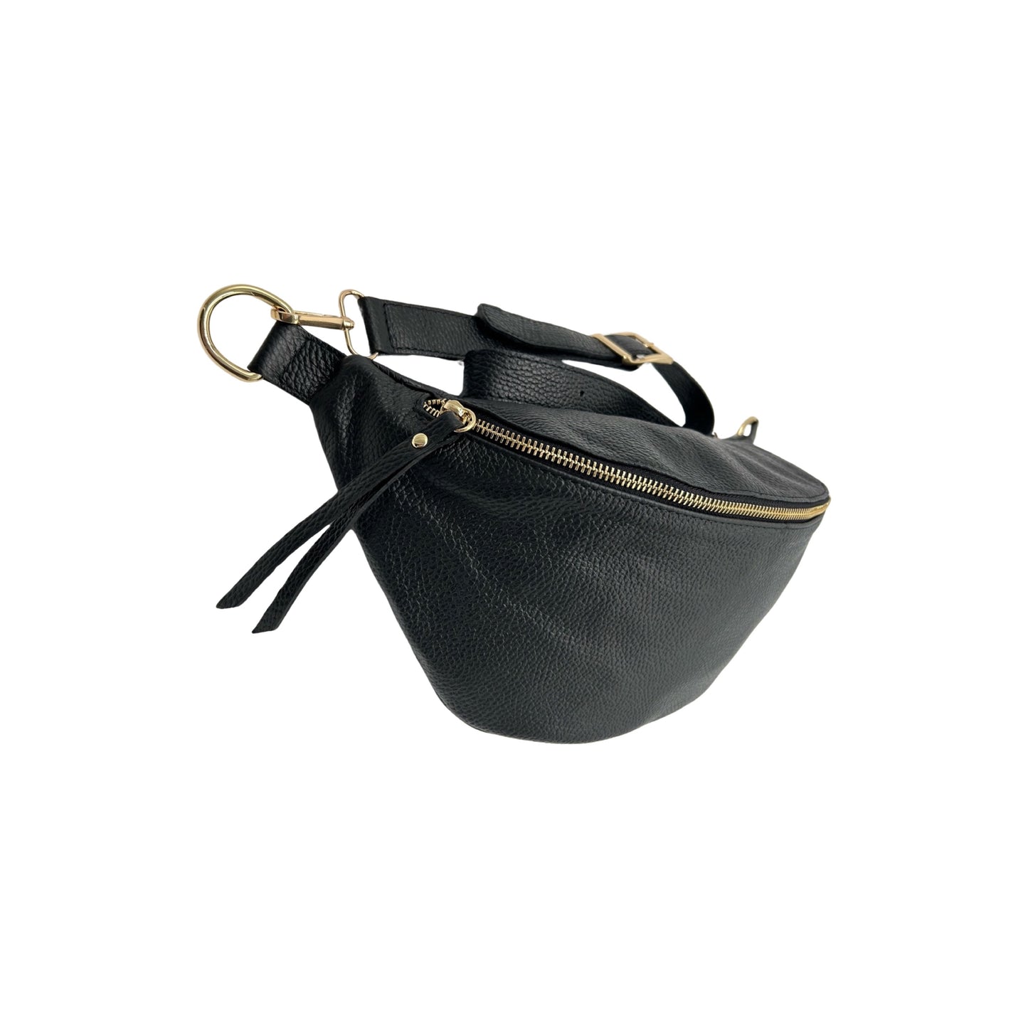 LARGE GRAINED LEATHER BELT BAG 39CM BLACK