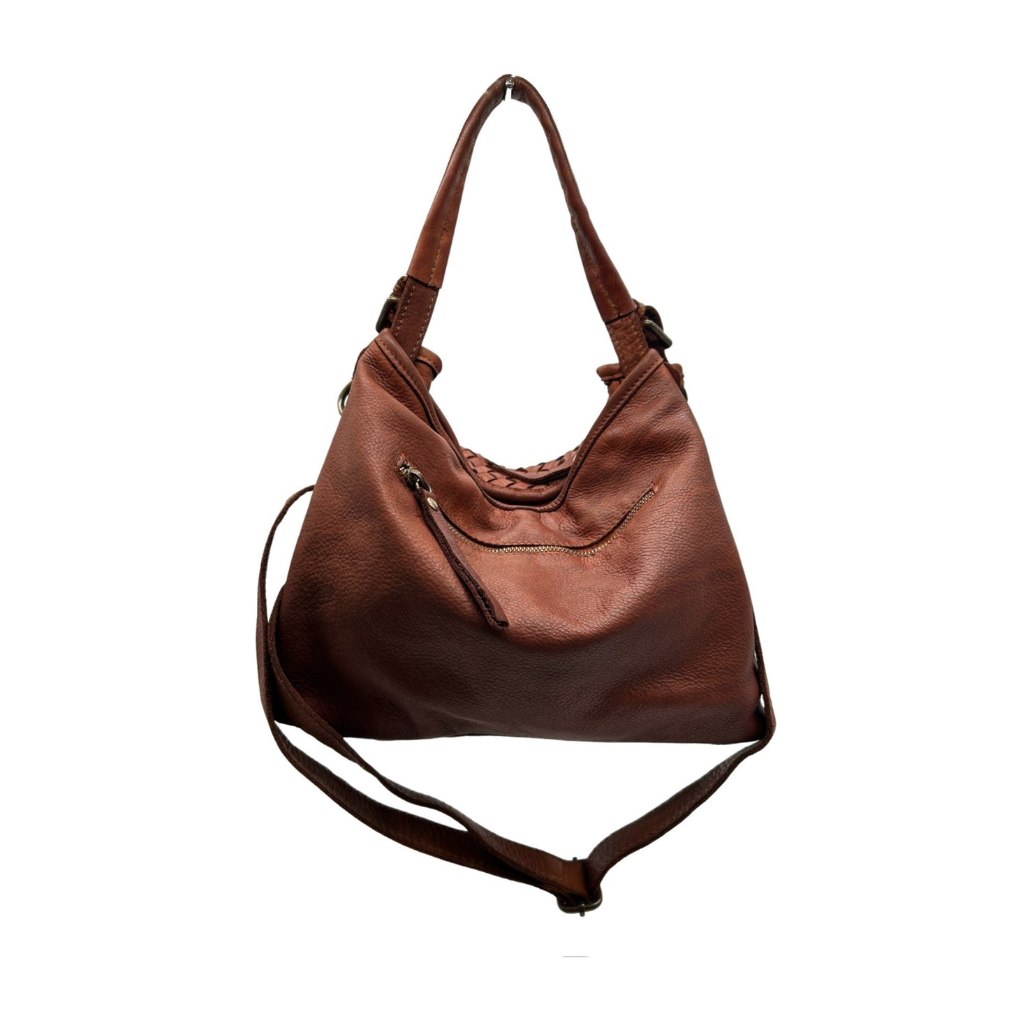 SAC EPAULE CUIR WASHED MIREILLE CAMEL