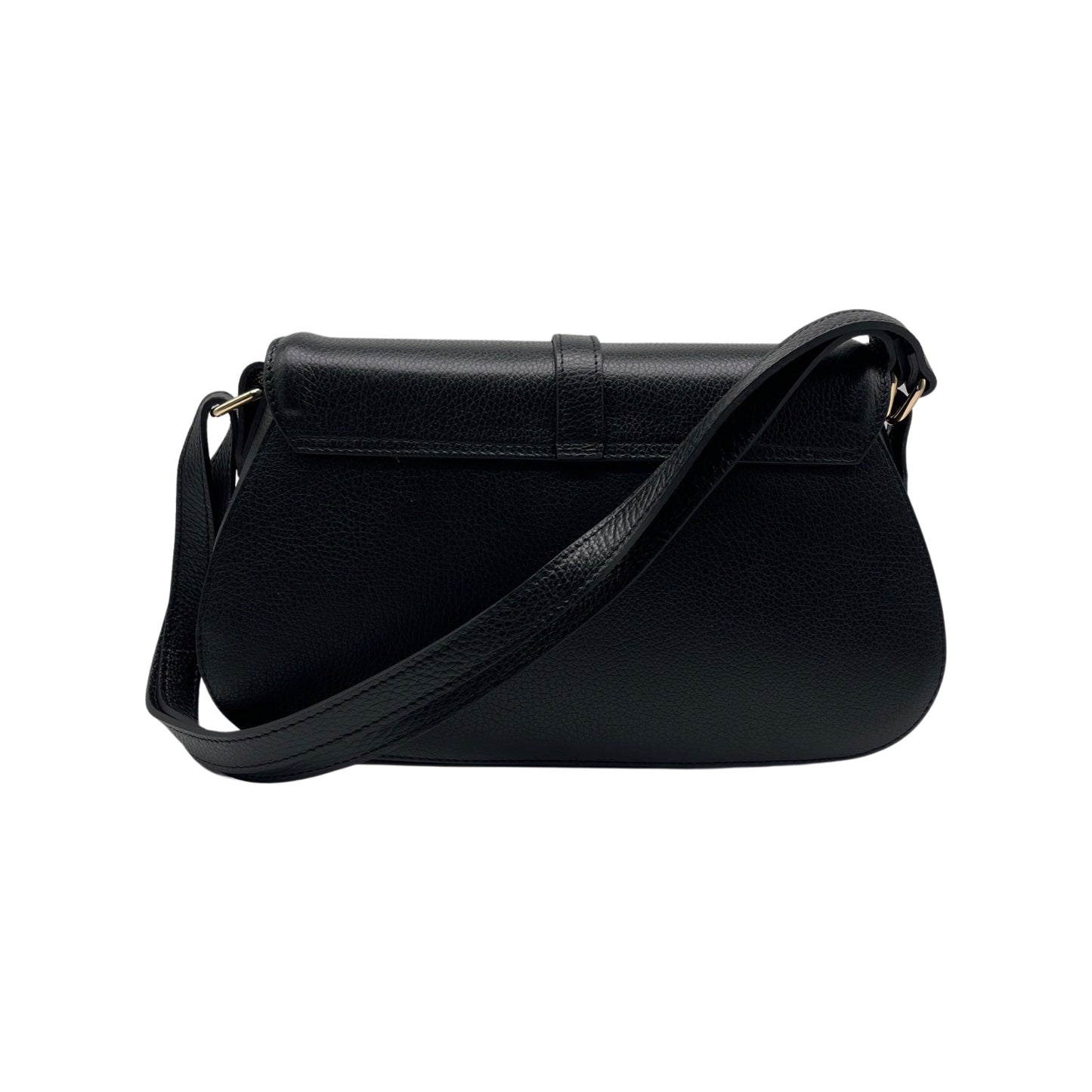 BLACK ALMA GRAINED LEATHER FLAP BAG