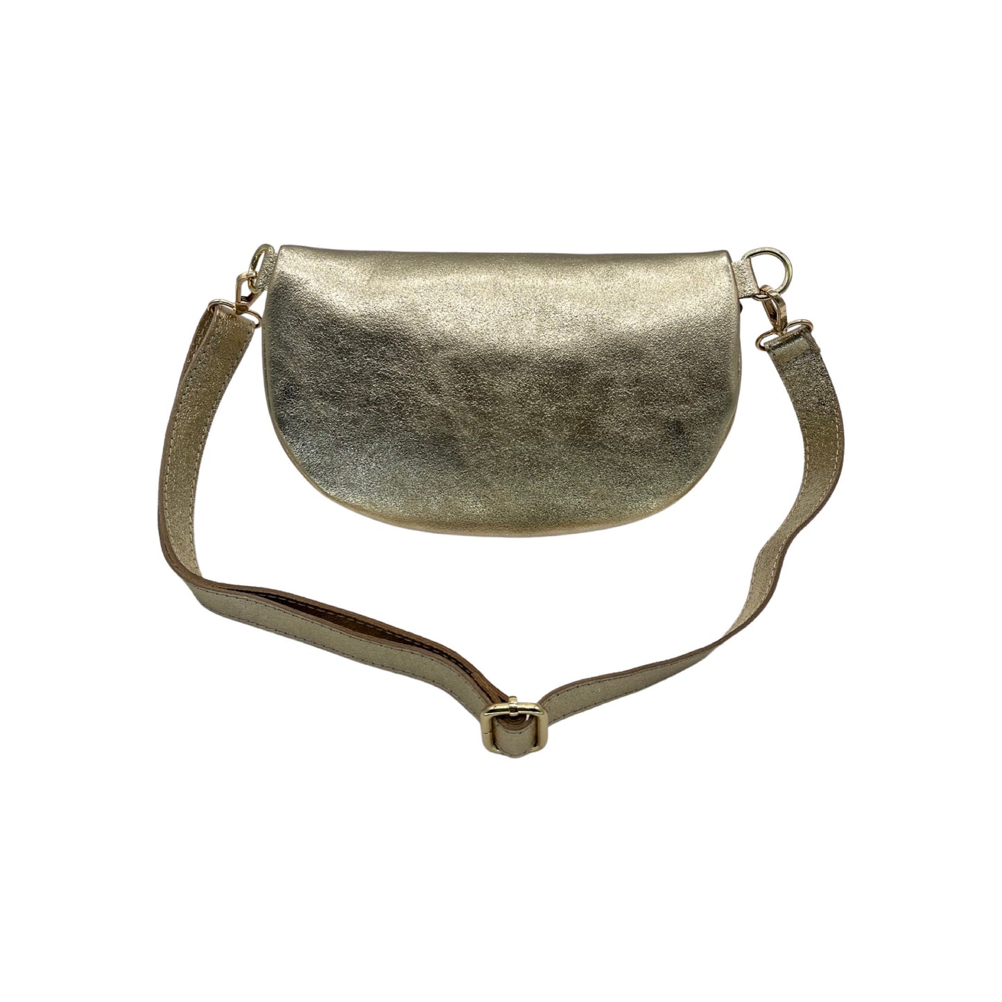 SAC BANANE LINA EN CUIR GRAINE 25CM OR