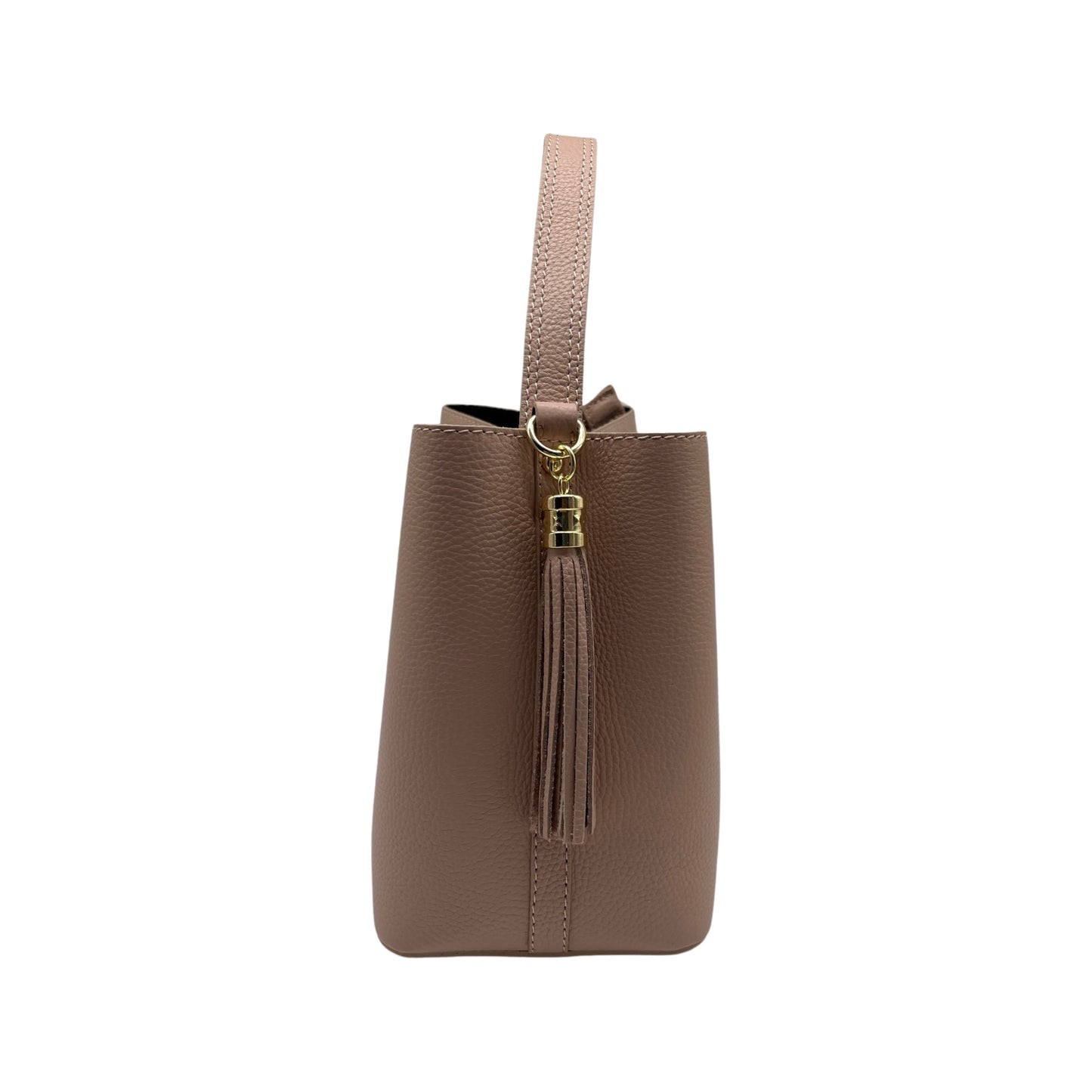 ELOISE G NUDE GRAIN LEATHER BUCKET BAG