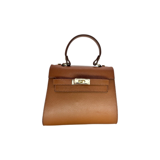 MARA GRAINED LEATHER HAND BAG CAMEL