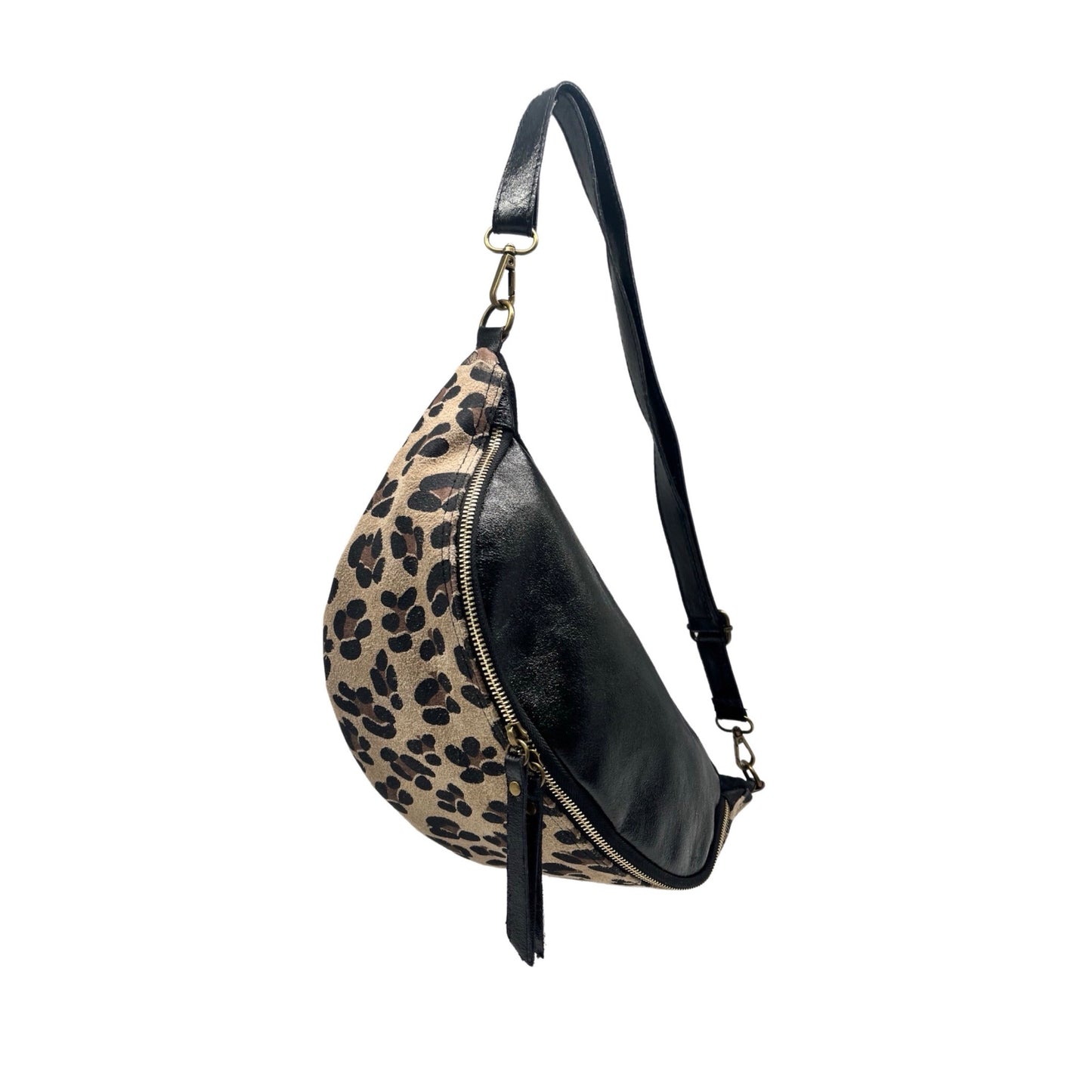 SAC BANANE CUIR LEOPARD GM