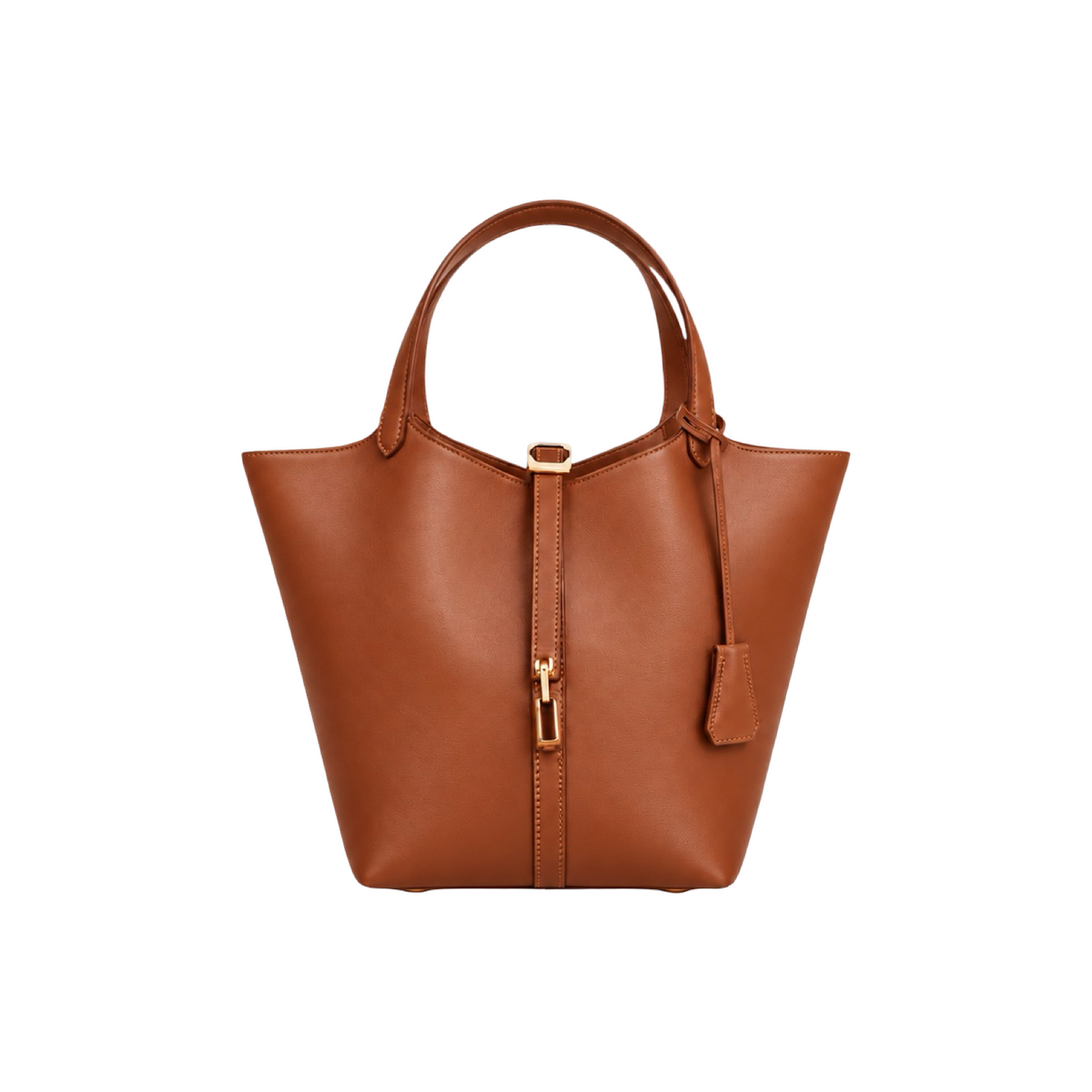 Sac à main seau en cuir lisse Panier
