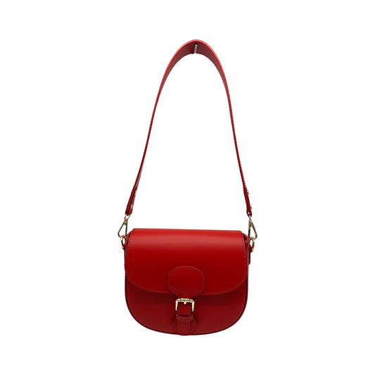 SAC BANDOULIERE CUIR LISSE LEONINE ROUGE