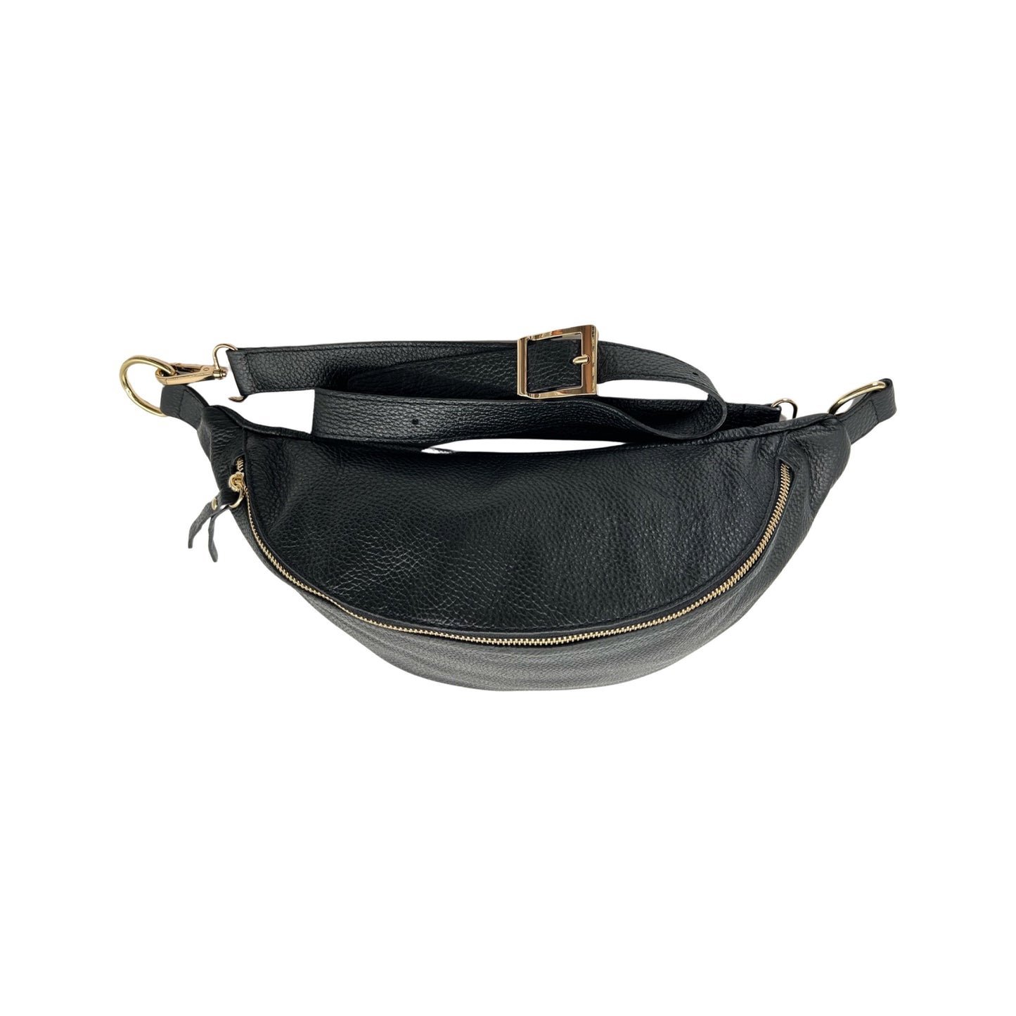 GRAND SAC BANANE CUIR GRAINE 39CM NOIR