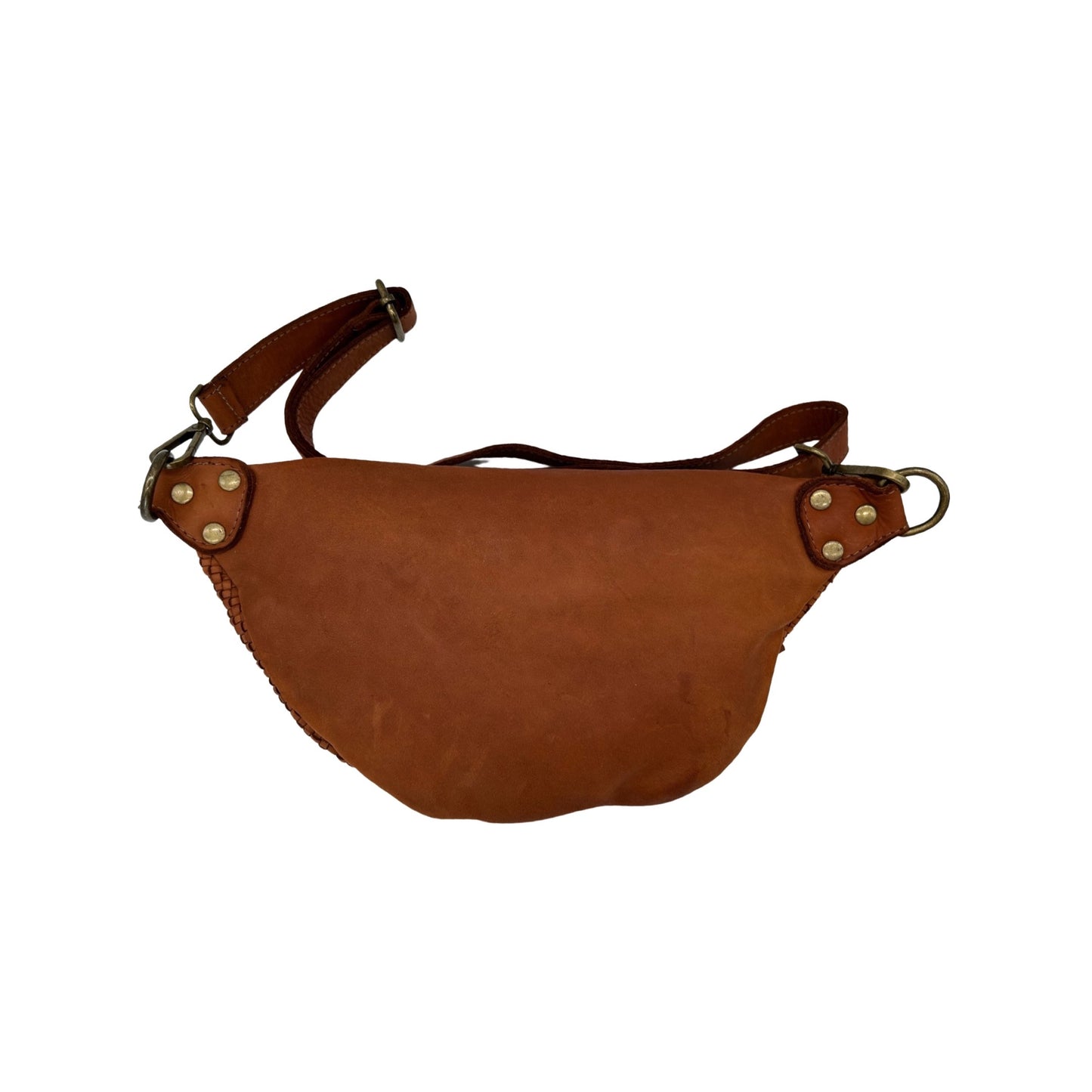 SAC BANANE CUIR  WASHED TRESSE LUNA CAMEL