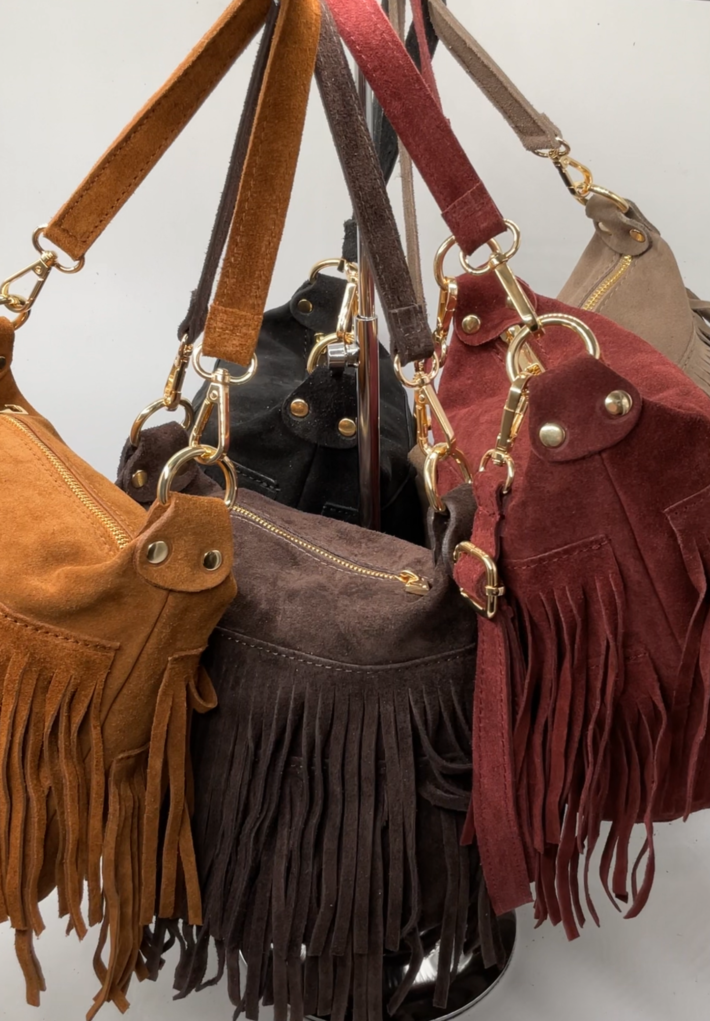 SAC CUIR SUEDE FRANGE CHANTALE
