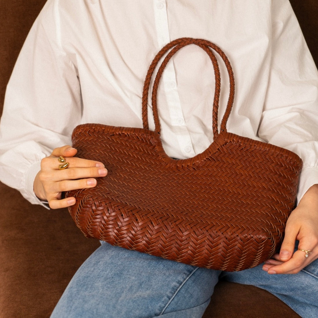 Sac Shopping Cuir Tresse Horizon