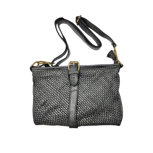 INES BLACK WASHED LEATHER POUCH BAG
