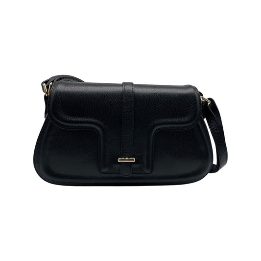 BLACK ALMA GRAINED LEATHER FLAP BAG