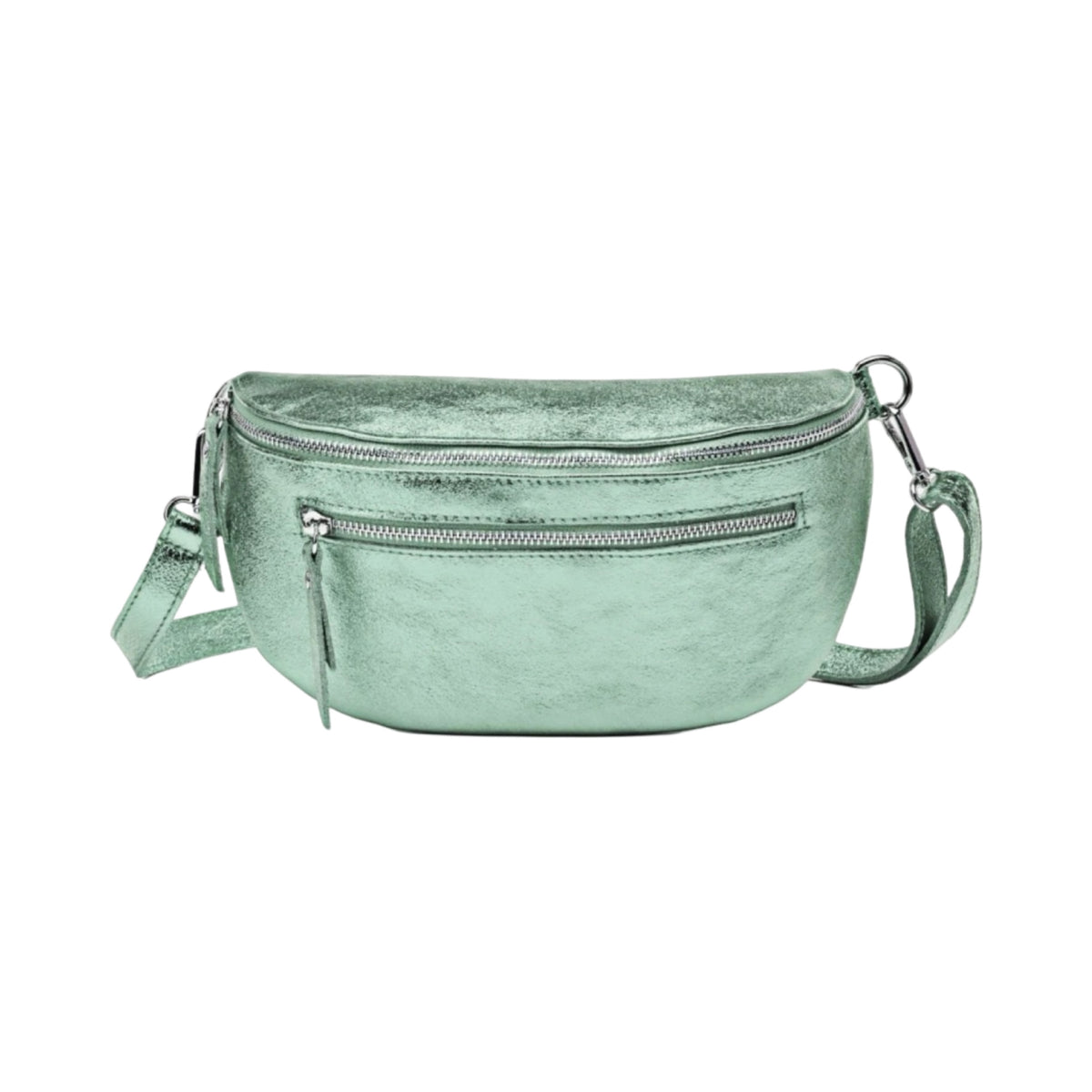 Sac Banane 2 Fermetures en Cuir Irisé 30cm