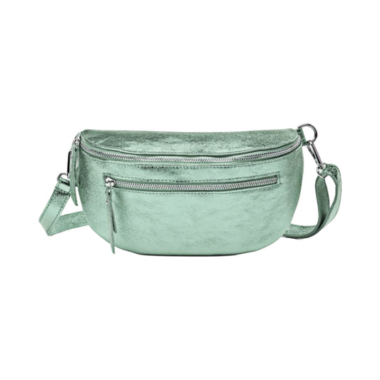 Sac Banane 2 Fermetures en Cuir Irisé 30cm